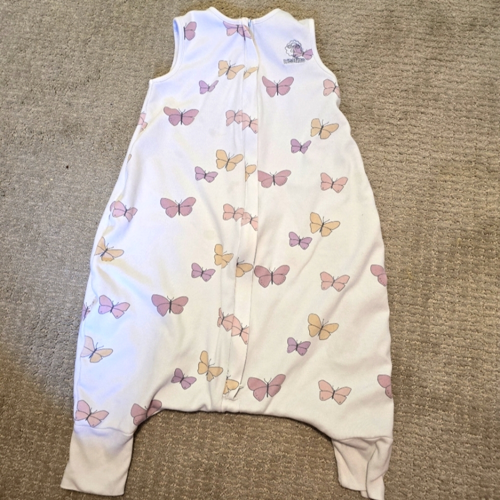 Woolino sleep sack with feet butterfly